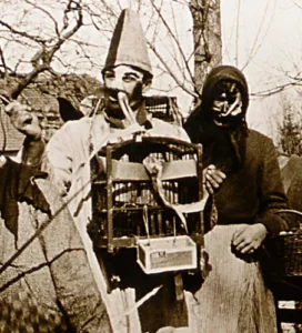 Pochód przebierańców - "Ostatki" w Żyrowej, luty 1922